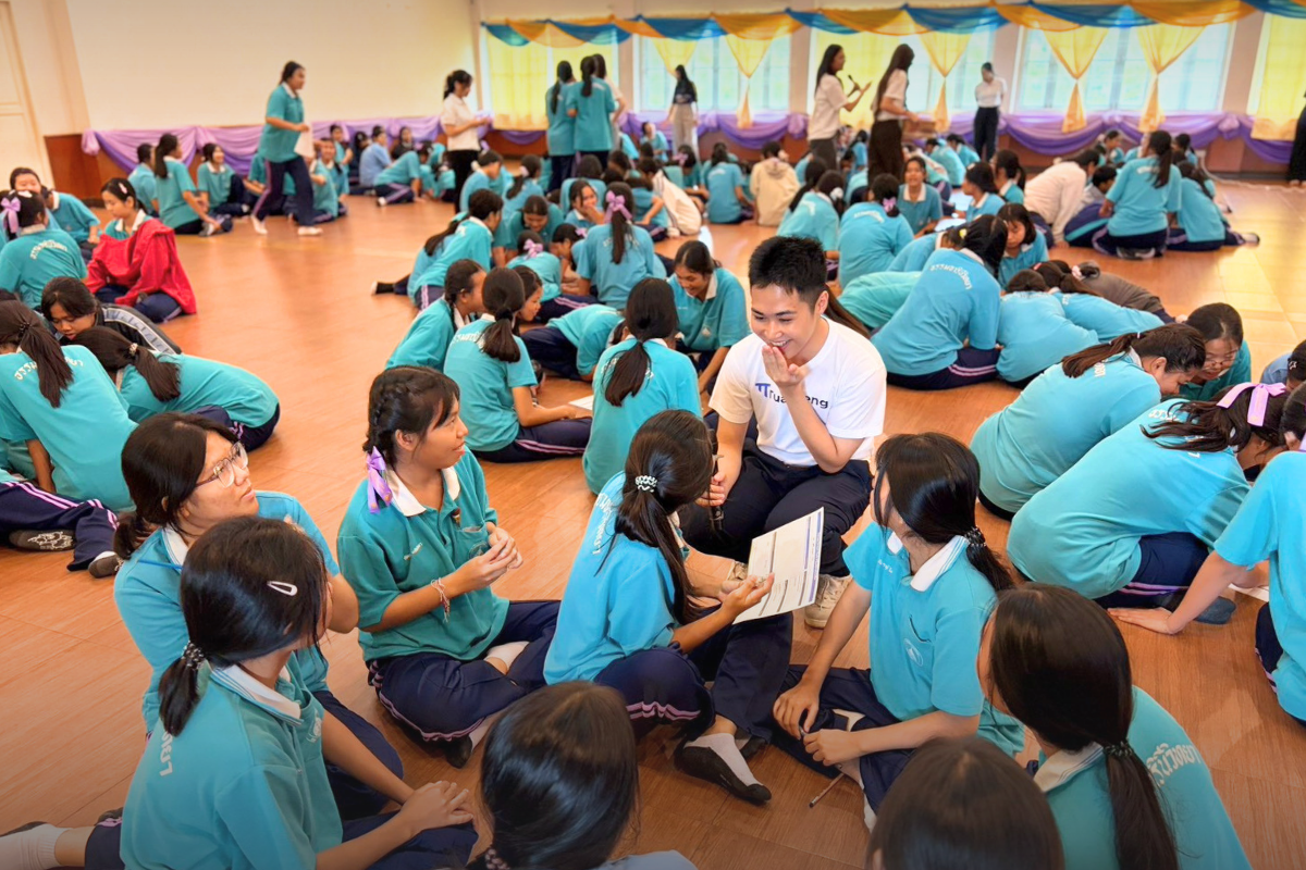 Students in a group activity during a school day