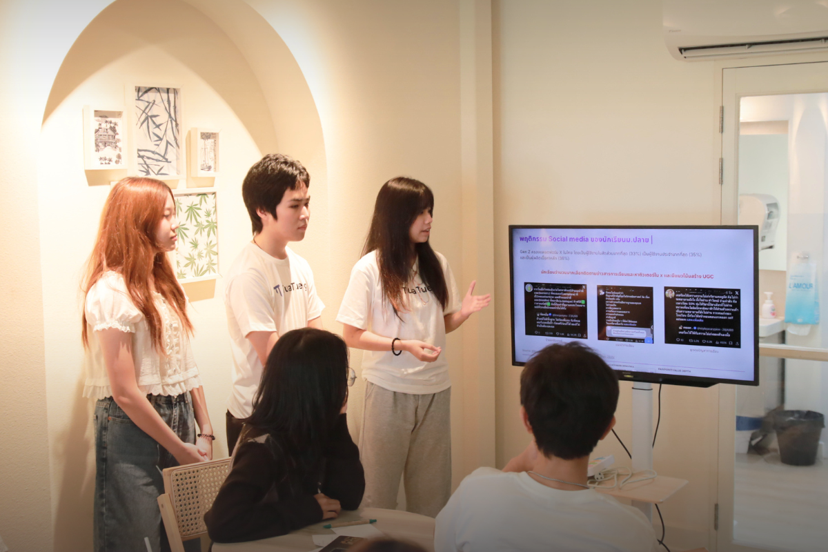 A TuaTueng intern team presenting their market research findings