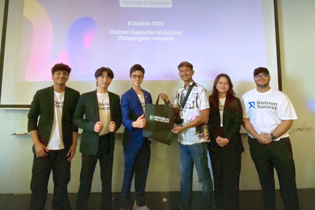 Token of appreciation from Republic Polytechnic Singapore presented to RevisionSuccess