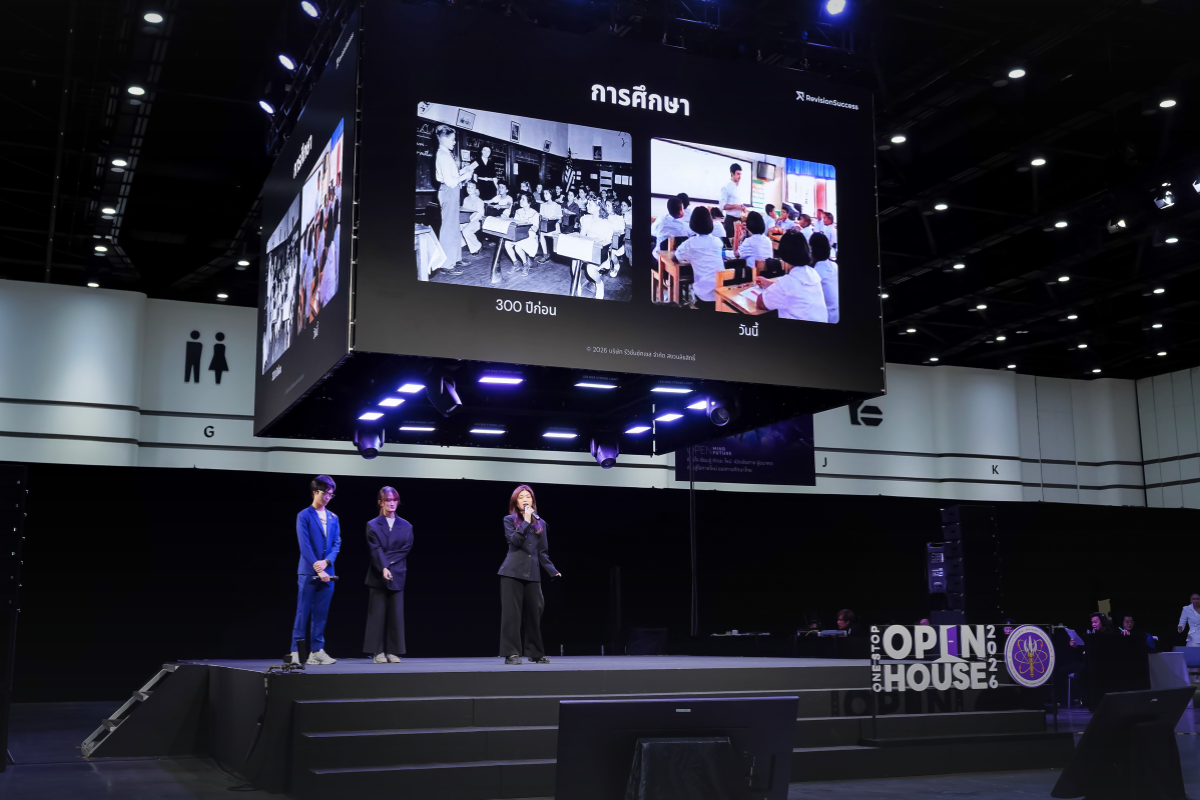 The RevisionSuccess team presenting a comparison of classrooms from 300 years ago versus today, highlighting how little education has changed